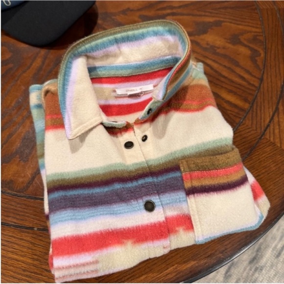 O'Neill Kids Fleece Striped Button Down Shirt - Multicolor - Picture 5 of 12